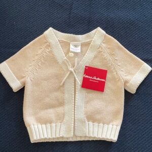 Hanna Andersson Cream and White Knit Cardigan